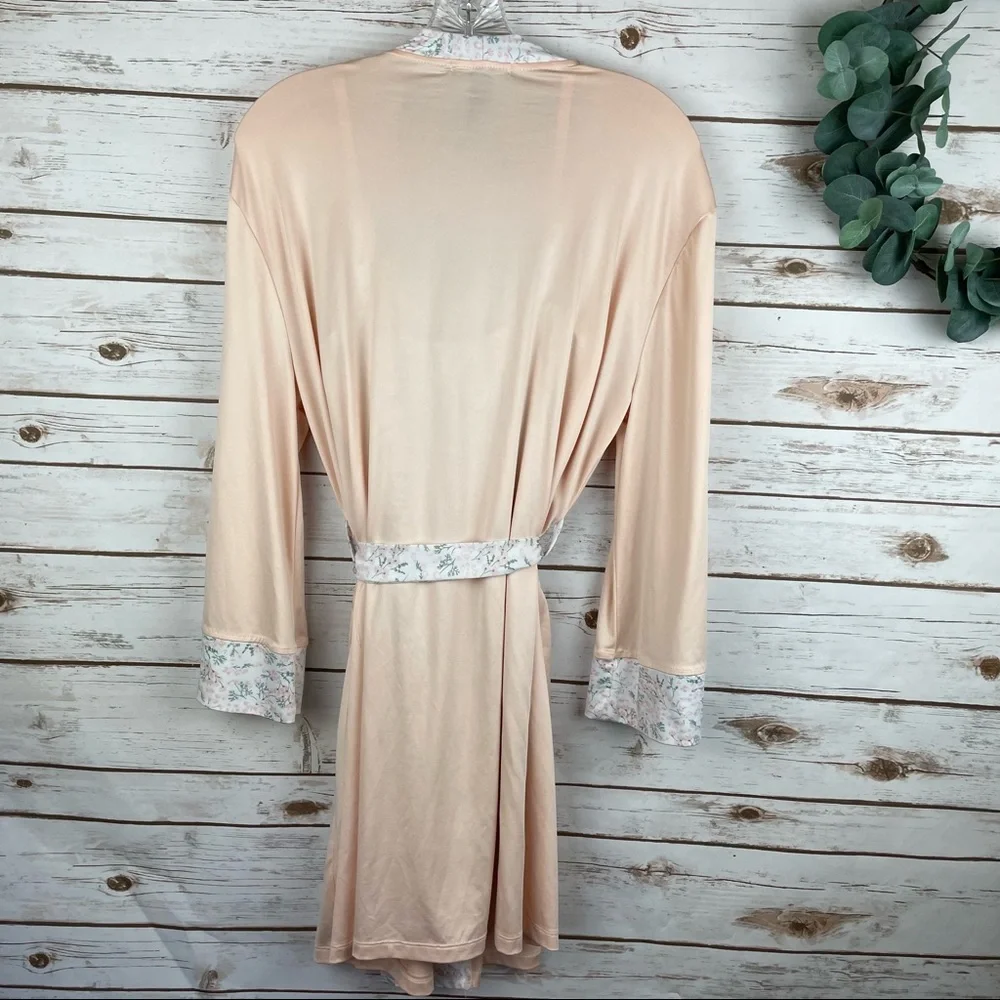 NANETTE LEPORE Short Pale Pink and Green Robe and Nightgown Set size Medium